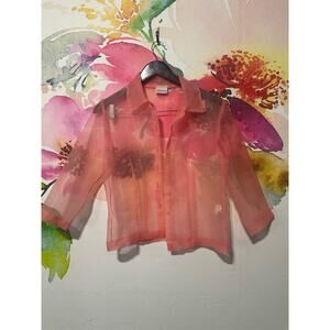 afortiori Sheer Button Up - Color Peach - Size Medium - Vintage 90's
